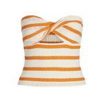JACK & JONES JXLINNEA BANDEAU TWIST TOP JRS Kadın Tişört Persimmon Orange Stripes:Vanilla Ice L