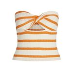 JACK & JONES JXLINNEA BANDEAU TWIST TOP JRS Kadın Tişört Persimmon Orange Stripes:Vanilla Ice M