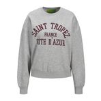 JACK & JONES JXMERLE RLX SHORT LS CREW SWT LN Sweatshirt Gri, XL, 12260608, Light Grey Melange Print:SAINT TROPEZ, kadın