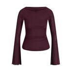 JACK & JONES JXMINNA File Uzun Kollu Tişört, XS, 12280223, Cabernet, Kadın