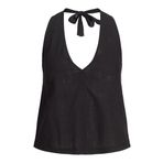 Jack & Jones Jxocean Linen Blend Halterneck Siyah Top WVN Kadın T-shirt
