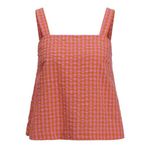JACK & JONES JXPETRA SEERSUCKER SL TOP WVN Kadın Tişört Persimmon Orange Checks:Morning Glory S