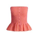 JACK & JONES JXPETRA SEERSUCKER SMOCK TUBE TOP WVN Kadın Tişört Persimmon Orange Checks:Morning Glory L