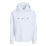 JACK & JONES Kabartma Baskılı Kapüşonlu Sweatshirt, S, 12233972, White, erkek