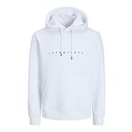 JACK & JONES Kabartma Baskılı Kapüşonlu Sweatshirt, XL, 12233972, White, erkek