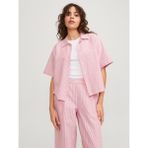 Jack & Jones Kadın Çizgili Crop Gömlek - Sıva - Pembe