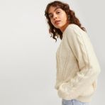 Jack & Jones Kadin Desenli Bisiklet Yaka Örme Kazak - Josie - XL - 113-Bej