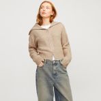 Jack & Jones Kadın Dik Yaka Örme Hırka - Gilly - XS - 113-Bej