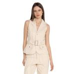JACK & JONES Kadın Gömlek JXELLY FRINGES VEST PNT EX, Raw Ecru, S