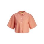 JACK & JONES Kadın Gömlek JXLULU SS CROPPED LINEN BLEND SHIRT WVN, Peach Echo, S