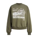 JACK & JONES Kadın JACK & JONES JXELLA LOOSE CREW LS SWT Sweatshirt, Haki, M