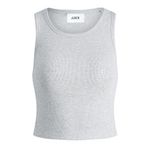 JACK & JONES Kadın JJXX JXFALLON STR SL RIB TOP JRS NOOS Tişört, Light Grey Melange , L