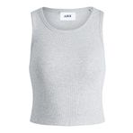 JACK & JONES Kadın JJXX JXFALLON STR SL RIB TOP JRS NOOS Tişört, Light Grey Melange , XS