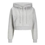 JACK & JONES Kadın Jxalfa Reg Ls Every Logo Zip Hood SWT Sn Sweatshirt Ceket, Açık gri melanj/baskı: parlak beyaz Jjxx logosu, L