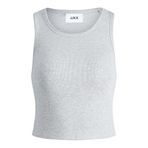 JACK & JONES Kadın JXFALLON STR SL RIB TOP JRS NOOS Tişört Açık Gri Melanj S