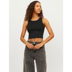 JACK & JONES Kadın JXFALLON STR SL RIB TOP JRS NOOS Tişört Siyah S