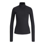 JACK & JONES Kadın Jxfan Ls Rib Tee Noos uzun kollu tişört, Siyah, XL