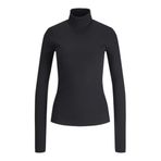 JACK & JONES Kadın Jxfan Ls Rib Tee Noos uzun kollu tişört, Siyah, XS