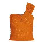 JACK & JONES Kadın JXNEYE ONE SHOULDER TOP KNIT Triko-Kazak, Persimmon Orange, L