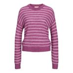 JACK & JONES Kadın Jxpenelope Crew Neck Knit Sn kazak, Fuşya Kırmızısı/Şeritler:/Moonlite Leylak, L