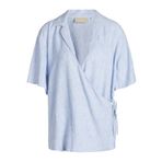 JACK & JONES Kadın JXRAYA LINEN BLEND SS WRAP SHIRT WVN Gömlek Mavi S