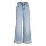 JACK & JONES Kadın JXTOKYO WIDE FOLD UP HW R6169 DNM LN Jeans, Light Blue Denim, 26/32