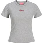 Jack & Jones Kadin Kisa Kol Baskili Tisört - Gigi - 001-Gri - M