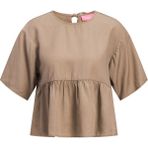 Jack & Jones Kadin Kisa Kollu Baglama Detayli Tisört - Sigrid - 0 - Kahverengi - XS