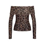 JACK & JONES Kadın Tişört JXMINNA MESH LS OFF SHOULDER TOP WVN, Tigers Eye, XS