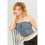 JACK & JONES Kadın Tişört JXTINGA SLIM DENIM TOP DNM, Medium Blue Denim, XS