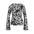 JACK & JONES Kahverengi File Uzun Kollu Tişört, L, 12280223, Black Coffee AOP:COW, Kadın
