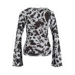 JACK & JONES Kahverengi File Uzun Kollu Tişört, S, 12280223, Black Coffee AOP:COW, Kadın