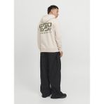 Jack & Jones Kapüşon Yaka Krem Erkek Sweatshırt 12242225_JCOWAFFLE Backprınt Sweat - 2XL