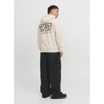 Jack & Jones Kapüşon Yaka Krem Erkek Sweatshırt 12242225_JCOWAFFLE BACKPRINT SWEAT