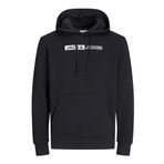 JACK & JONES Kapüşonlu Logolu Sweatshirt, L, 12233599, Siyah, erkek
