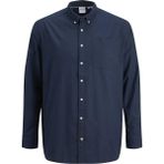 Jack & Jones Lacivert Oxford Plus Büyük Beden Erkek Gömlek Uzun Kol Günlük Regular Fit - 8XL