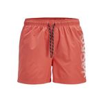 Jack & Jones Logo Baskılı Deniz Şortu - Maui Hot Coral, M, 12275129, Hot Coral, Erkek