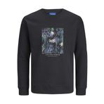 JACK & JONES ORIGINALS Erkek JORSILVERLAKE SWEAT CREW NECK LN Sweatshirt, Siyah, L