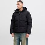 Jack & Jones Owen Erkek Kapüsonlu Puffer Mont Düz Siyah 100% Polyester Orta Kalınlık Regular Kalıp - XL - Black