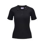 JACK & JONES Polo Yaka Kısa Kollu Triko Kazak, XL, 12280289, Black, Kadın