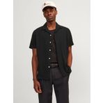 Jack & Jones Relax Fit Erkek Kısa Kollu Siyah Keten Gömlek-12256235, L
