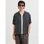 Jack & Jones Resort Yaka Çizgili Gömlek - Jeff, 2XL, 12288853, Black, Erkek