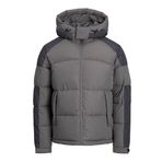 Jack & Jones Rüzgara Dayanıklı Kapüşonlu Puffer Mont, 2XL, 12260428, Gargoyle, Erkek