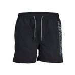 JACK & JONES Siyah Erkek Çocuk Deniz Şortu JPSTFIJI JJSWIM DOUBLE LOGO LY SN JNR, 12 yaş