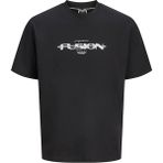 Jack & Jones Siyah Erkek Rahat Yazı Baskılı T-Shirt 12294978 Jcofusıon Brandıng Cneck - 2XL