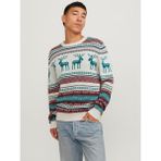 Jack & Jones Yilbasi Temali Bisiklet Yaka Kazak - Xmas Snowball - Krem