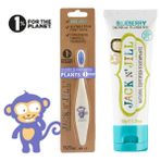 Jack N' Jill Jack N Jill Doğal Sertifikalı Bebek/Çocuk Diş Seti (Monkey&Unicorn Diş Fırçası + Yaban Mersini Aromalı Diş Macunu 50g)
