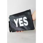 Jack Tonio Kadın Vegan Deri Clutch Fermuarlı Siyah Baskılı Omuz Çantası - 000-Siyah