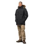 Jack Wolfskin 1107674-6000 GLACIER CANYON PARKA Siyah Erkek Kapüşonlu Mont