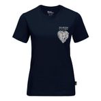 Jack Wolfskin Discover Heart T W kadın tişörtü, mavi (Night Blue), XS